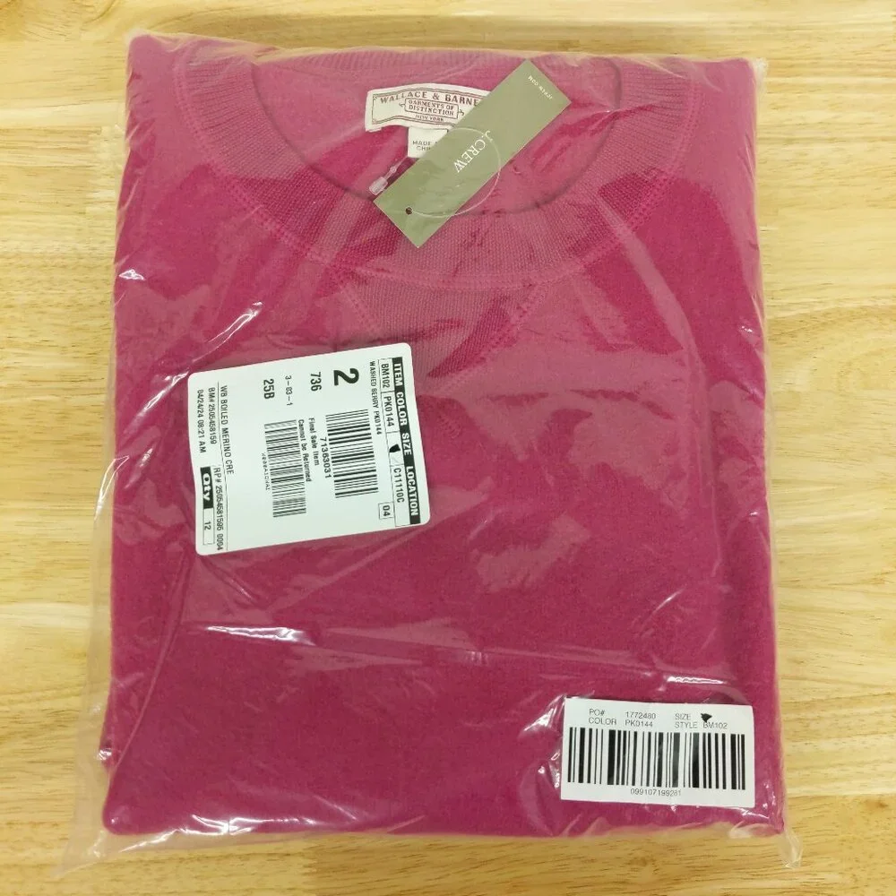NWT Wallace & Barnes by J Crew 100% Merino Wool Sweatshirt in Washed Berry Pink - Picture 4 of 4